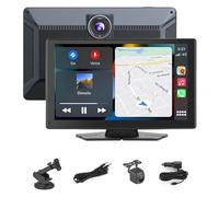 Koolenry Wireless CarPlay Screen 4K+1080P Dual Camera Dash Cam Portable Car Audio with Android Auto