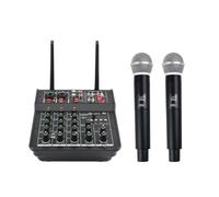 Koolenry Wireless Dual Mic Bluetooth 4-Channel DJ Mixer Console with 2-Way Audio Control for Home KTV Stage Studio
