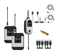 Koolenry Wireless Microphone System UHF Wireless Microphone System Dual Head Wearable and Lavalier Microphone for Events, Speeches & Recording B