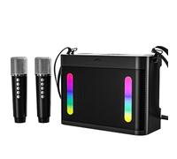Koolenry Wireless Subwoofer Bluetooth Speaker Colorful Light Portable Family Party Karaoke Machine with 2 Microphones Stereo