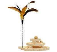 Koolenry Wooden 2/3 Levels Pet Cat Toy Triple Play Disc Cat Intelligence Amusement Two Level Turntable