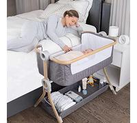 KoolerThings Baby Bassinet, Bedside Sleeper for Baby, Easy Folding Portable Crib with Storage Basket for Newborn, Bedside Bassinet, Comfy Mattress/Travel Bag Included