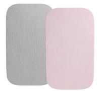 Koolerthings & Pamo Babe 2in1 Muslin Bassinet Sheets - 2 Pack Cotton Fitted Grey & Pink