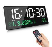 Koolertron 15.5 Inch LED Large Digital Wall Clock with Remote Control, Dual Alarm, Date, Week, Temperature, Seconds, Memory Function, Wall & Desk Clock for Home, Kitchen, Office, Classroom