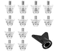 KOOLEVER 12PCS Football Boots Studs Replacement+1PCS Football Studs Spanner, Plastic Football Studs Transparent Soft Ground Thumb Rubber Football Nylon Rugby Studs, 8PCS 13mm & 4PCS 16mm