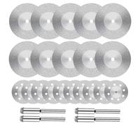 KOOLEVER 24PCS Diamond Cutting Discs,10pcs 22&40mm Diamond Saw Cutting Blade with 4pcs Mandrels, for Dremel Rotary Tool, Angle Grinder Blades Rotary Tool Accessories, for Stone Tile Glass Cutting