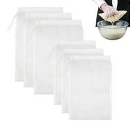 KOOLEVER 6Pcs Reusable Straining Bag, Cheese Cloths for Straining, Cheesecloth Drawstring Bags, With Drawstring 100 Mesh Muslin Bags for Cooking 20x30cm und 24x36cm, for Yogurt, Nut, Milk, Juice, Wine