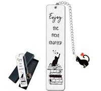 KOOLEVER Cat Metal Bookmark, Funny Bookmarks with Cat Pendant, Personalised Bookmarks Enjoy The Next Chapter, Gifts for Mother's Day, Children's Day, and Reading Enthusiasts