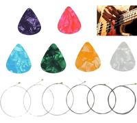 KOOLEVER Electric Guitar Strings Set 9-42 Nickel Wound 6 Pcs with 6 Guitar Plectrums 0.71mm, Super Slinky Steel Strings 2223 for Most Tremolo Bridge Electric Guitars