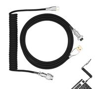 KOOLEVER Type C Coiled Cable 3M, Type-C To USB A, Coiled Keyboard Cable, with Detachable Aviator Connector, Oxygen Free Copper, Keyboard Cable for Mechanical PC Laptop Gaming Keyboard (Black)