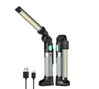 KOOLITE Rechargeable Work Light, 2200mAh 450LM COB LED Inspection Torch, 5 Modes & 180° Rotating Magnetic Base, Portable Floodlight for Car Repair Camping Emergency (Foldable, Hook, Clip Included)