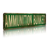 KooLL Ammunition Bunker Street Sign, Aluminum Slim Tin Sign Street Funny Metal Sign Wall Decor for Bedroom Home Bar Garage Art Gift 4" by 16"