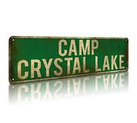 KooLL Camp Crystal Lake Metal Sign, Street Funny Metal Sign Wall Decor for Bedroom Home Bar Garage Art Gift 4" by 16"