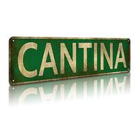 KooLL Cantina Street Sign, Aluminum Slim Tin Sign Street Funny Metal Sign Wall Decor for Bedroom Home Bar Garage Art Gift 4" by 16"