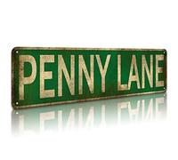 KooLL Penny Lane Street Sign Vintage Metal Sign Retro Metal Plaque Bar Pub Poster Wall Decor for Bedroom Home Bar Garage Art Gift 4" by 16"