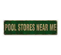 KooLL Pool Stores Near Me Tin Sign, Pool Store, Store Wall Decoration 4x16 Inch
