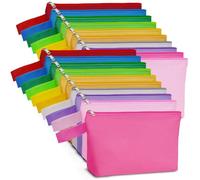 Koolmox 20 Pack 12Oz Blank Makeup Bags with Bottom and Strap, Multi-purpose Large Canvas Zipper Toiletry Storage Pouch, Blank Bag for DIY Crafts (Assorted Color, L, 12.2x7.4x 2.7'')