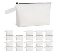 Koolmox Canvas Zipper Pouches 20 Pack - 12oz Makeup Bags for DIY Crafts, Travel Toiletry Organization, Blank Cosmetic Cases, White Black, S_9x4.7x1.5''