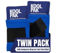 Koolpak 2 x Deluxe Hot and Cold Gel Packs 29x12cm Reusable with Compression Wrap - Heat & Ice Therapy for Pain Relief, Injuries & Muscle Aches - Adjustable Elastic Holster - Hot Cold Therapy Pack