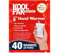 Koolpak 40 x Hand Warmers (20 Pairs) Disposable Air Activated Heat Pads - Up to 10 Hours Warmth - Ideal for Cold Weather, Outdoors, Camping, Hiking & Travel - Pocket Size for Men & Women - Bulk Pack