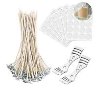 KOOLPUG Candle Wicks, 120 Pcs Organic Soy Pre-Waxed 100% Cotton Candle Wicks with 2Pcs Wick Holder, Vegan Friendly Perfect for DIY Candle Making (15cm)