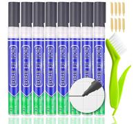 Koolpug Dark Grey Grout Pen, 8Pcs Tile Grout Repair & Reviver Kit With Cleaning Brush, Anti-Mould Waterproof Sealant For Bath