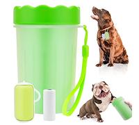 KOOLPUG Dog Paw Cleaner, Paw Cleaner Cup with Dog Poo Bags Leash Dispenser, Dog Paw Washer, Pet Paw Cleaner with Waste Bags, Pet Cleaner, Perfect for Removing Dirts After Daily Walk (Large, Green)