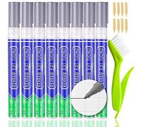 KOOLPUG Grout Pen Dark Grey with Tile Grout Cleaner Brush, 8 pcs Tile Grout, Anti Mould Grout Reviver, Sealant for Restoring Bathroom and Kitchens