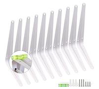 KOOLPUG Shelf Brackets with Screws and Mini Spirit Level, 10 Pcs London Shelf Brackets, Wall Mount Shelf Brackets, Bookshelf Bracket, Floating Shelve Bracket (White,10Pc) (10x12 Inch)
