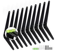 KOOLPUG Shelf Brackets With Screws And Mini Spirit Level, 10 Pcs London Wall Mount Bookshelf Floating Shelve Bracket (Black, 10Pc) (6x8 Inch)