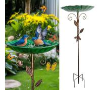 KoolShiro 35In Metal Bird Bath for Garden, 5 Pronged Base and Detachable Metal Stake, Sturdy Garden Birdbath, Vintage Freestanding Bird Bath for Patio Yard Lawn Decor, Durable Bird Bath