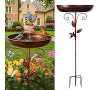 KoolShiro 35In Metal Bird Bath for Garden, 5 Pronged Base and Detachable Metal Stake, Sturdy Garden Birdbath, Vintage Freestanding Bird Bath for Patio Yard Lawn Decor, Durable Bird Bath