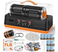KoolStone C1 Pro Ultra Brushless Rock Tumbler Kit - Dual Barrel 7LB Capacity with Noise-Reducing Cover, Ultra Quiet Professional Rock Polisher with Full Accessories, Perfect STEM Gift