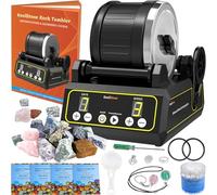 KoolStone C1 Rock Tumbler Kit - Professional Large 2.5LB Capacity, Up to 5X More Noise Cancelling, Adjustable Timer & Speed with Full Accessories & Memory Function