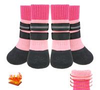 KOOLTAIL Anti Slip Dog Socks,Dogs Shoes for Hot/Cold Pavement Licking Paws,Waterproof&Reflective Grip Doggy Booties for Hardwood Floor,Winter Paw Protectors for Small Medium Large Senior Dogs Pink S
