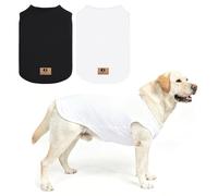 KOOLTAIL Boy Dog Clothes for Large Dogs, 2 Pack Cotton Fall/Winter Warm Dog T Shirts Coats for Outdoor, UV & Insect Protection Anti-Hair Loss & Lightweight Pet Vest Tank Tops Apparel,White&Black,2XL
