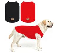 KOOLTAIL Boy Dog Clothes for Large Dogs, 2 Pack Cotton Fall/Winter Warm Dog T Shirts Coats for Outdoor, UV & Insect Protection Anti-Hair Loss & Lightweight Pet Vest Tank Tops Apparel,Black&Red,L