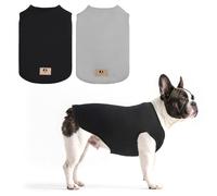 KOOLTAIL Boy Dog Clothes for Medium Dogs, 2 Pack Cotton Fall/Winter Warm Dog T Shirts Coats for Outdoor, UV & Insect Protection Anti-Hair Loss & Lightweight Pet Vest Tank Tops Apparel, Black & Grey, M