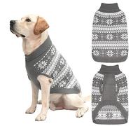 KOOLTAIL Cable Knit Dog Sweater Turtleneck, Cold Weather Pullover Classic Knitwear, Snowflake Pattern Thick Warm Winter Pet Clothes, Dog Christmas Sweater for Small Medium Large Dogs Cats, Grey L
