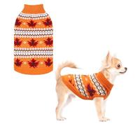 KOOLTAIL Cable Knit Dog Sweater Turtleneck, Cold Weather Pullover Classic Knitwear, Thick Warm Winter Pet Clothes, Fall Maple Leaves Thanksgiving Dog Sweater for Small Medium Large Dogs Cats, Orange S