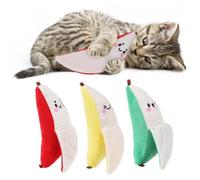 KOOLTAIL Cat Catnip Toys Banana, 3 Pack Expression Durable Soft Kicker Toy Filled with Natural Catnip Cotton, Self Play Interactive Bite Resistant Chew Teeth Cleaning Gift for Indoor Most Cats Kitten