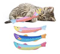 KOOLTAIL Cat Catnip Toys Saury Fish, 3 Pack Durable Soft Kicker Toy Filled with Natural Catnip Cotton, Self Play Interactive Bite Resistant Chew Teeth Cleaning Gift for Indoor Cats Kitten All Breeds