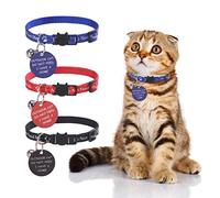 KOOLTAIL Cat Collar with Bell,3 Pack Do Not Feed Cat Collars with Warning Board Hanging "Do Not Feed Me",Cute Lightweight Adjustable Breakaway Kitten Collar with Safety Buckle