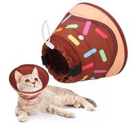 KOOLTAIL Cat Cone Collar, Adjustable Soft Comfortable Cat Recovery Collar to Stop Licking, Foldable Donut Water Resistant Pet Cone for Small Large Cats Kittens After Surgery (Brown M)