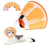 KOOLTAIL Cat Cone Collar, Adjustable Soft Comfortable Cat Recovery Collar to Stop Licking, Foldable Donut Water Resistant Pet Cone for Small Large Cats Kittens After Surgery Orange M