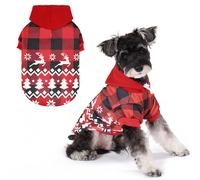KOOLTAIL Christmas Dog Hoodie Sweatshirt&Sweater with Reindeer Snowflake Pattern for Small Medium Large Dogs,Soft Fall&Winter Cold Weather Coat for Outdoor,Warm Pet Clothes with Leash Hole&Pocket