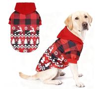 KOOLTAIL Christmas Dog Hoodie Sweatshirt&Sweater with Reindeer Snowflake Pattern for Small Medium Large Dogs,Soft Fall&Winter Cold Weather Coat for Outdoor,Warm Pet Clothes with Leash Hole&Pocket