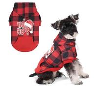 KOOLTAIL Christmas Plaid Dog Hoodie Pet Clothes Sweater Hat Hooded Sweatshirt with for Small Medium Large Dogs,Soft Fall&Winter Cold Weather Coat for Outdoor,Warm Clothes with Leash Hole&Pocket