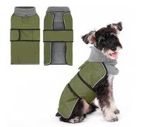 KOOLTAIL Dog Coat for Small Medium Waterproof Warm Dogs Jacket Winter Coat with Oxford Soft Fleece Lined for Cold Weather,Reflective Turtleneck Puppy Snowsuit with Leash Hole,Green M