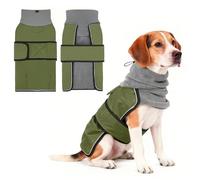 KOOLTAIL Dog Coat for Small Medium Waterproof Warm Dogs Jacket Winter Coat with Oxford Soft Fleece Lined for Cold Weather,Reflective Turtleneck Puppy Snowsuit with Leash Hole,Green L
